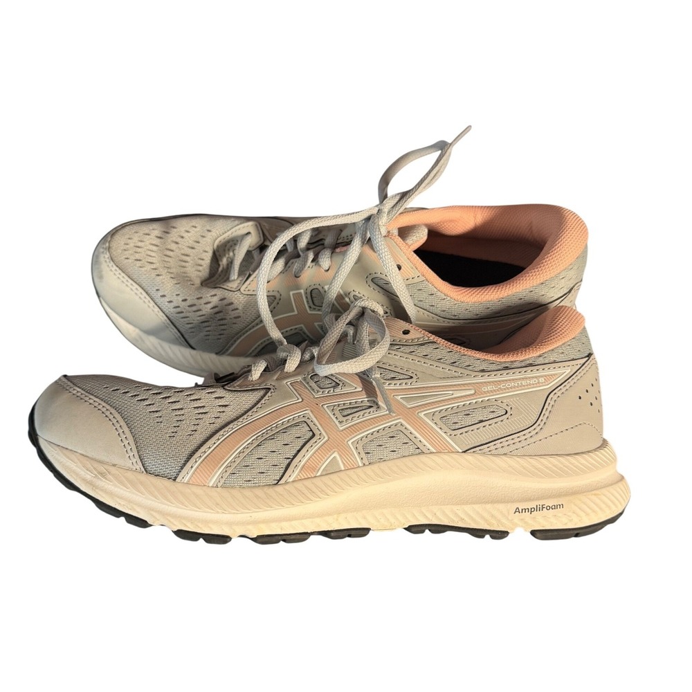 ASICS Gel-Contend 8 Womens Running Shoes Grey Pink Wide 1012B319 Size 8W
